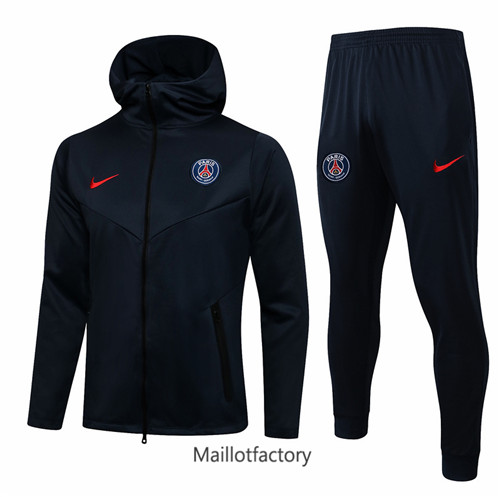 Achat Veste Survetement du foot PSG 2021/22 à Capuche Bleu Marine