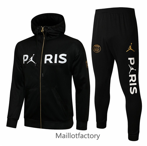 Achat Veste Survetement du foot Jordan PSG 2021/22 à Capuche Noir