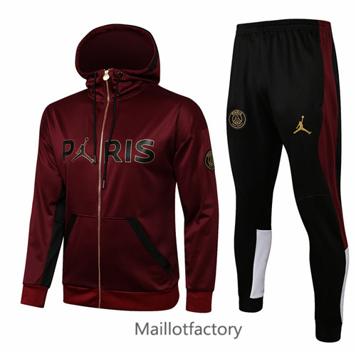 Achat Veste Survetement du foot PSG Jordan 2021/22 a Capuche Bordeaux