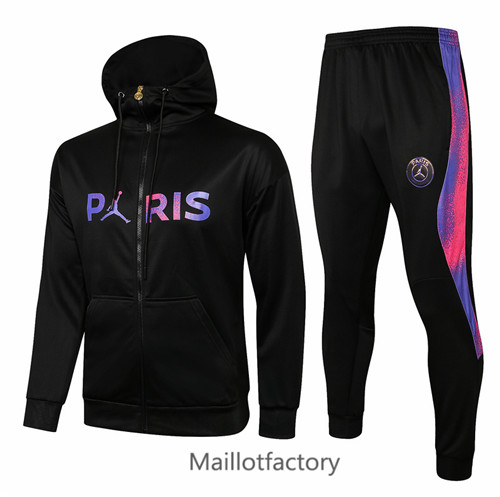 Achat Veste Survetement du foot PSG Jordan 2021/22 a Capuche Noir