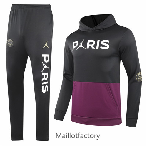 Achat Survetement du foot PSG 2021/22 Sweat A Capuche Bordeaux/Noir