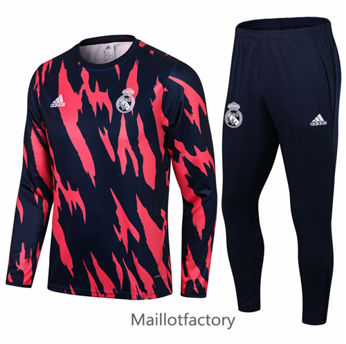 Achat Survetement du foot Real Madrid 2021/22 Bleu Marine/Rouge Col Rond