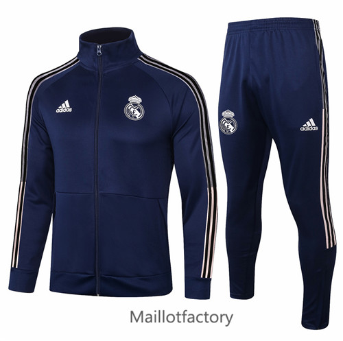 Achat Veste Survetement du foot Real Madrid 2020/21 Bleu Marine Col Haut