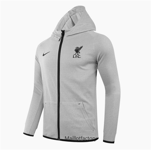 Achat Veste foot Liverpool 2020/21 à Capuche Gris