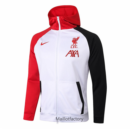 Achat Veste foot Liverpool 2020/21 à Capuche Blanc