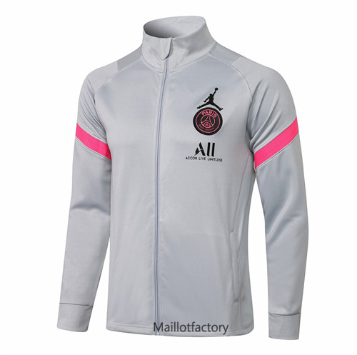 Achat Veste foot PSG Jordan 2021/22 Gris Clair