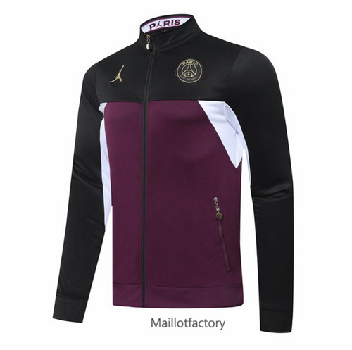 Achat Veste foot Jordan PSG 2020/21 Jujube Rouge/Noir Col Haut