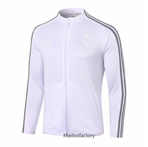 Achat Veste foot Real Madrid 2020/21 Blanc Col Haut