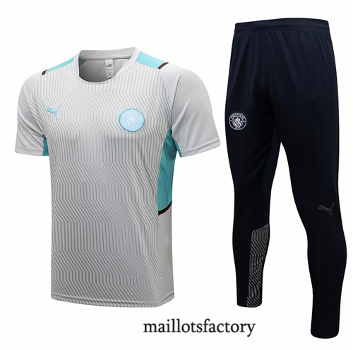 Achat Kit d'entrainement Maillot du Manchester City 2021/22 Gris Clair