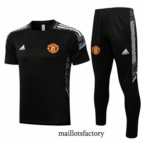 Achat Kit d'entrainement Maillot du Manchester United 2021/22 champions league Noir/Blanc