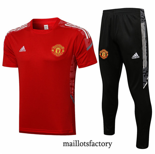 Achat Kit d'entrainement Maillot du Manchester United 2021/22 champions league Rouge/Blanc