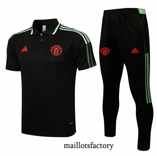 Achat Kit d'entrainement Maillot du Manchester United Polo 2021/22 Noir/Vert