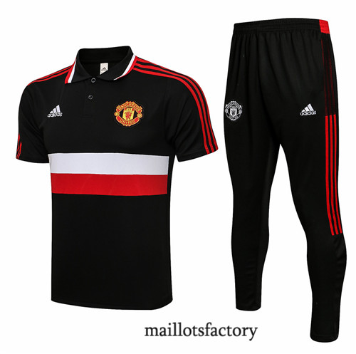 Achat Kit d'entrainement Maillot du Manchester United Polo 2021/22 Noir/Rouge/Blanc