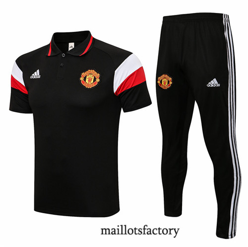 Achat Kit d'entrainement Maillot du Manchester United Polo 2021/22 Noir/Rouge/Blanc