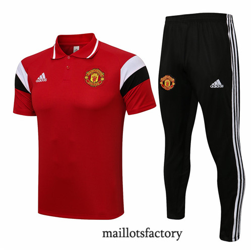 Achat Kit d'entrainement Maillot du Manchester United Polo 2021/22 Rouge/Noir/Blanc