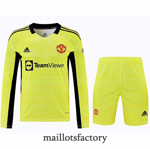 Achat Maillots du Manchester United + short 2021/22 Manche Longue Jaune