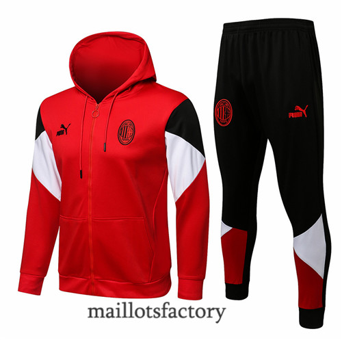 Achat Veste Survetement du AC Milan 2021/22 à Capuche Rouge