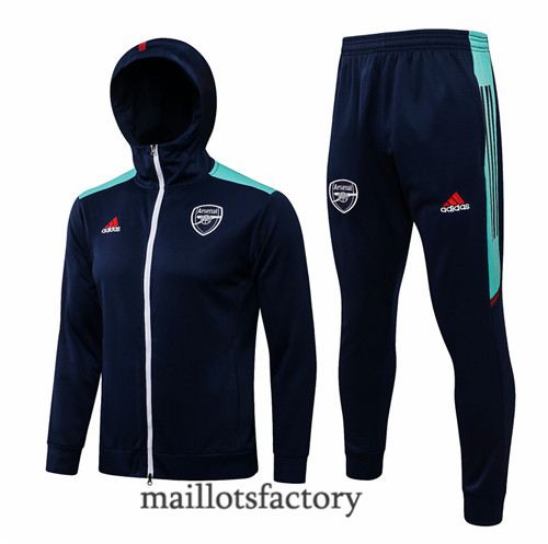 Achat Veste Survetement du Arsenal 2021/22 à Capuche Bleu Marine