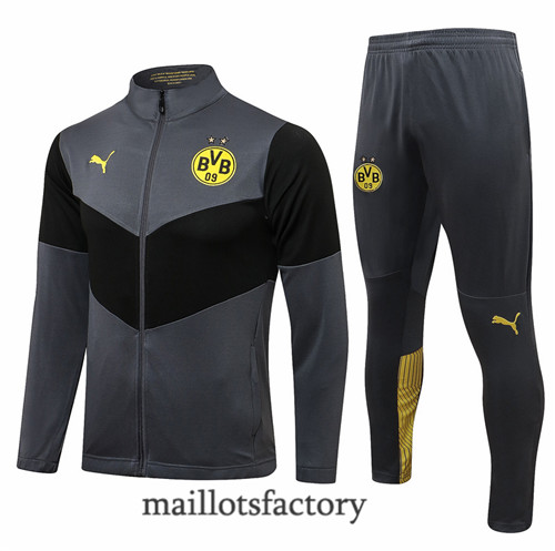 Achat Veste Survetement du Borussia Dortmund 2021/22 Gris foncé Col Haut