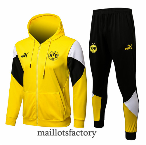 Achat Veste Survetement du Borussia Dortmund 2021/22 à Capuche Jaune