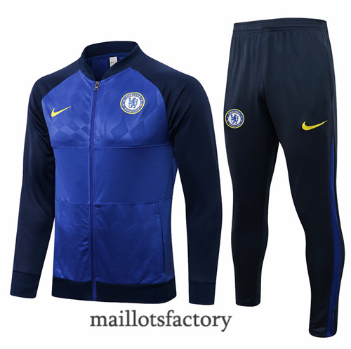 Achat Veste Survetement du Chelsea 2021/22 Bleu Marine Col bas