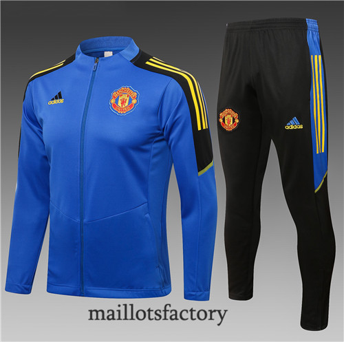 Achat Veste Survetement Enfant de foot Manchester United 2021/22 champions league Bleu