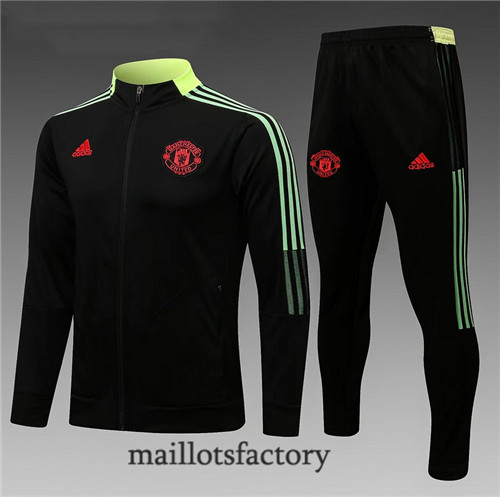 Achat Veste Survetement Enfant de foot Manchester United 2021/22 Noir/Vert