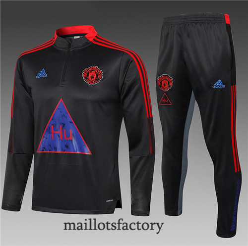 Achat Survetement Enfant de foot Manchester United 2021/22 Gris foncé/Rouge