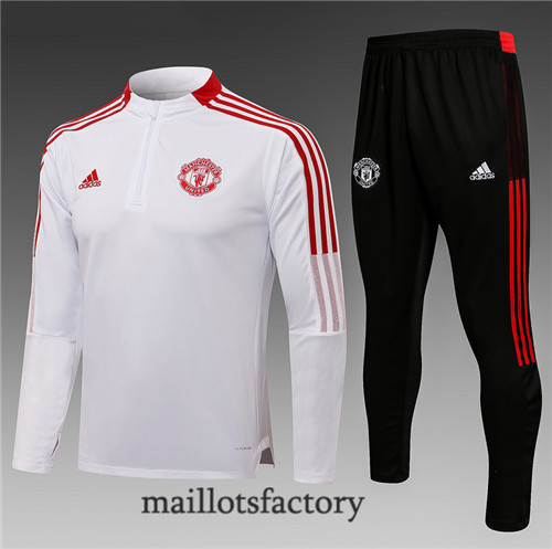 Achat Survetement Enfant de foot Manchester United 2021/22 Blanc