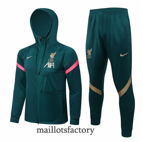 Achat Veste Survetement du Liverpool 2021/22 à Capuche Vert noirâtre