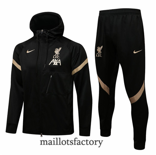 Achat Veste Survetement du Liverpool 2021/22 à Capuche Noir