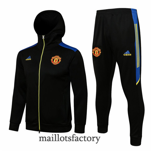 Achat Veste Survetement du Manchester United 2021/22 à Capuche champions league Noir