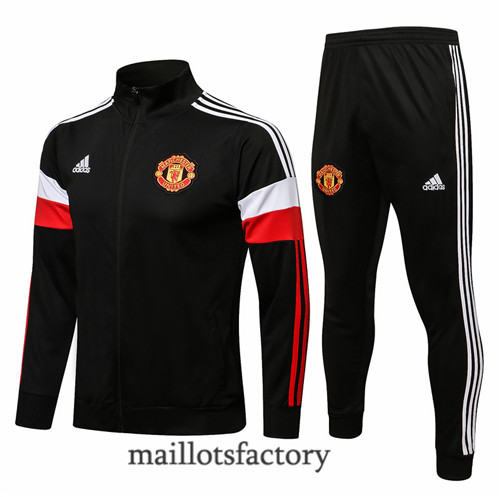 Achat Veste Survetement du Manchester United 2021/22 Noir/Blanc Col Haut