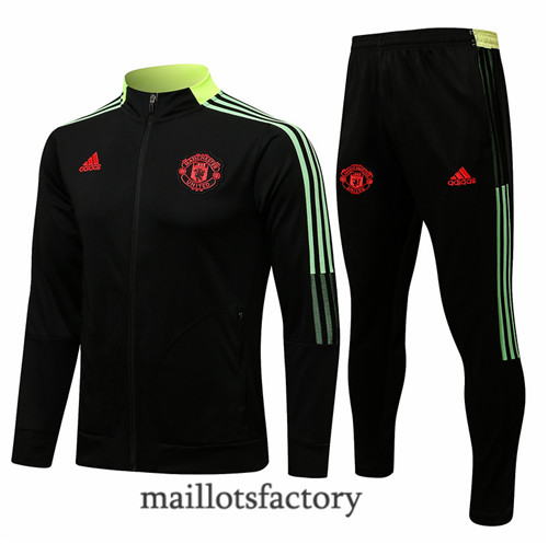 Achat Veste Survetement du Manchester United 2021/22 Noir/Jaune Col Haut