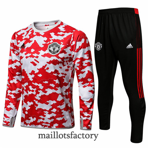 Achat Survetement du Manchester United 2021/22 Blanc Col Rond