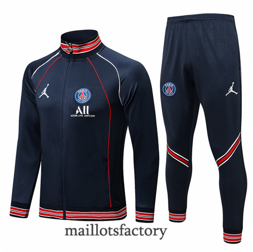 Achat Veste Survetement du PSG Jordan 2021/22 Bleu Marine /Rouge