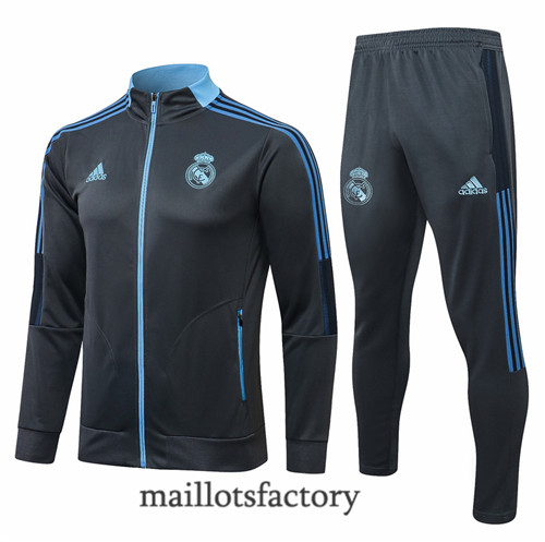 Achat Veste Survetement du Real Madrid 2021/22 Gris foncé/Bleu