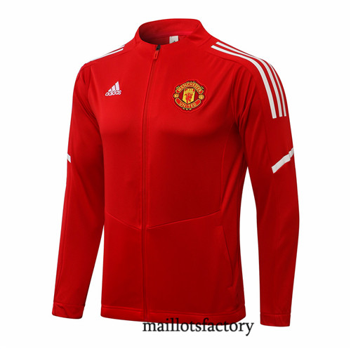 Achat Veste foot Manchester United 2021/22 Rouge/Blanc Col bas