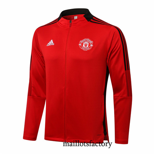 Achat Veste foot Manchester United 2021/22 Rouge/Noir Col Haut