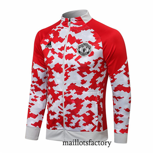 Achat Veste foot Manchester United 2021/22 Rouge/Blanc Col Haut