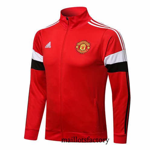 Achat Veste foot Manchester United 2021/22 Rouge/Blanc Col Haut