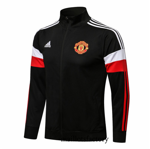 Achat Veste foot Manchester United 2021/22 Noir/Blanc Col Haut