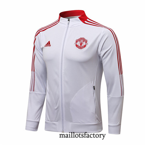 Achat Veste foot Manchester United 2021/22 Blanc Col Haut