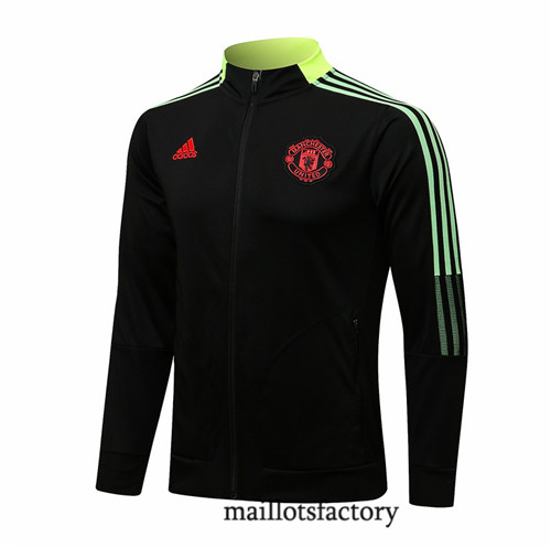 Achat Veste foot Manchester United 2021/22 Noir/Jaune Col Haut