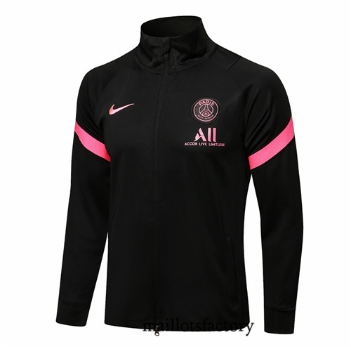 Achat Veste foot PSG 2021/22 Noir Col Haut