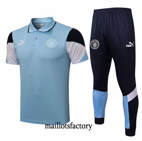 Site Kit d'entrainement Maillot du Manchester City Polo 2021/22 Bleu Clair