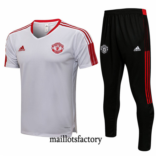 Site Kit d'entrainement Maillot du Manchester United 2021/22 Blanc/Rouge