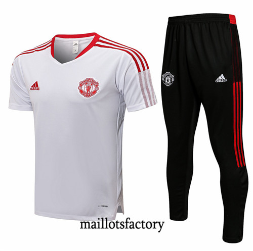 Site Kit d'entrainement Maillot du Manchester United 2021/22 Blanc