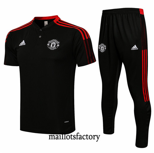 Site Kit d'entrainement Maillot du Manchester United Polo 2021/22 Noir