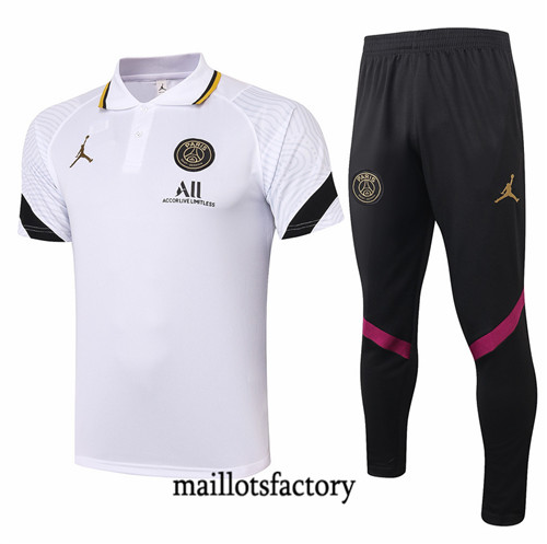 Site Kit d'entrainement Maillot du Jordan PSG Polo 2021/22 Blanc